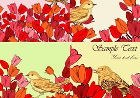 Flowery Bird Backgrounds Vector