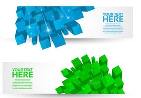 Bright 3D Cube Banners Vector Set