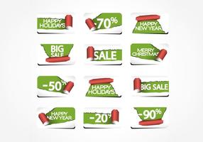 Torn Paper Holiday Labels Vector Pack