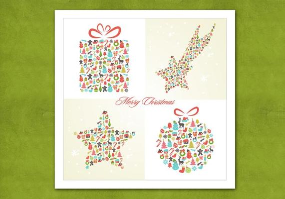 Retro Christmas Background Vector Pack