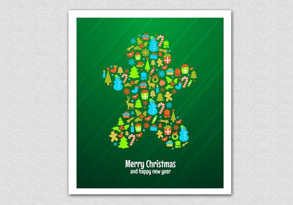Green Christmas Cookie Vector Background