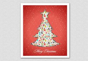 Red Patterned Christmas Tree Vector Background
