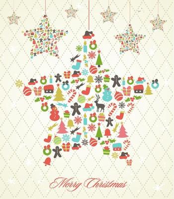 Retro Hanging Christmas Star Vector Background