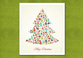 Retro Christmas Tree Vector Background