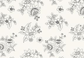 Hand Drawn Black and White Floral Vector 