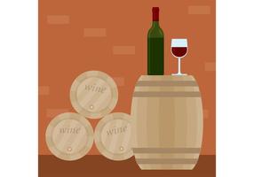 Vector de vino con barril