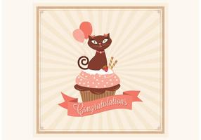 Congratulations Cupcake Card Vector 