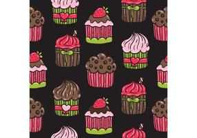 Cute Cupcake Pattern Vector 