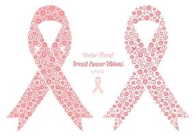 Vector Floral Breast Cancer Ribbons