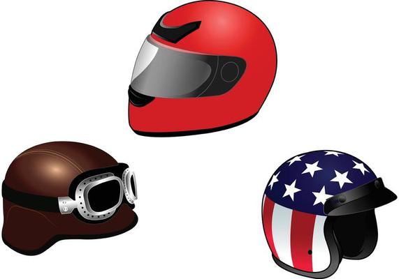 Motorcycle Helmet Isolated Vector Pack 