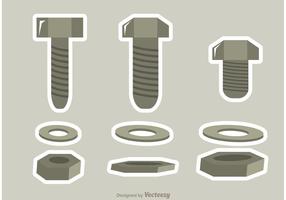 Paquete de vectores de tuercas y tornillos