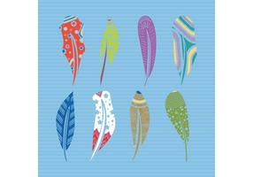 Decorative Feather Vector Shapes In Color