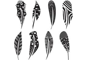 Feather Vector Shapes In Black And White 