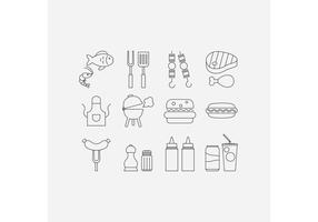 Iconos de la línea del vector del alimento del campo