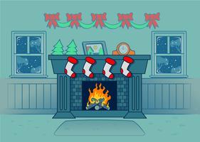 Christmas Fireplace Vector 
