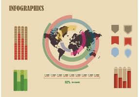 Infografía gratuita de vectores con mapamundi