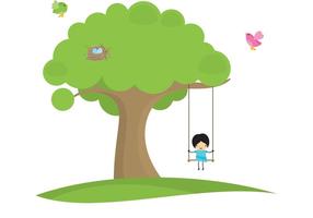 anime girl swinging on a swing with a lot of birds flying around.  generative ai. 28514016 Stock Photo at Vecteezy