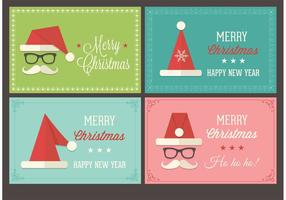 Free Santa Cap Christmas Retro Vector Cards