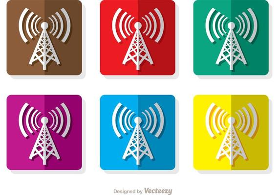 Square Cell Tower Icons 