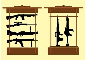 Estante con francotiradores y rifles vector