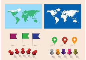 Free Vector World Map With Pins