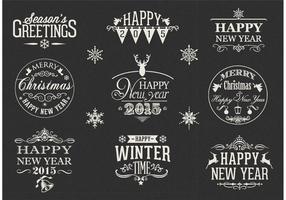 Free Retro Happy New Year Vector Labels