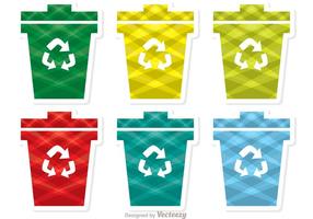 Colorful Patterned Garbage Icon Vector pack