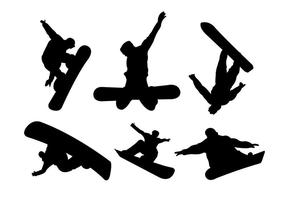 Siluetas de Snowboarders vector