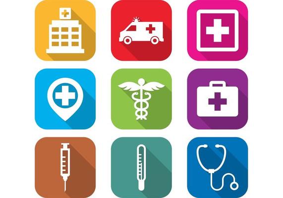 Flat Hospital Icons
