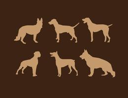 Standing Dog Silhouettes  vector