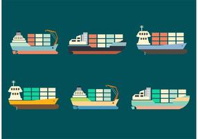 Container Ship Vector Set