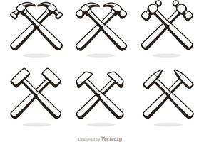 Cross Hammer Icons Vector Pack