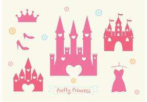 Pink Princess Castle Vector Set