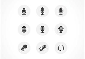 Black Microphones Vector Icon Set
