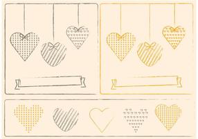Sketchy Hearts and Valentine Ornament Vectors 
