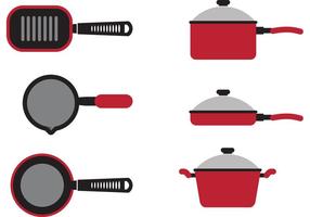Red Cooking Pan Vectors