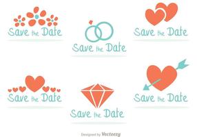 Teal and Coral Save the Date Badges  vector