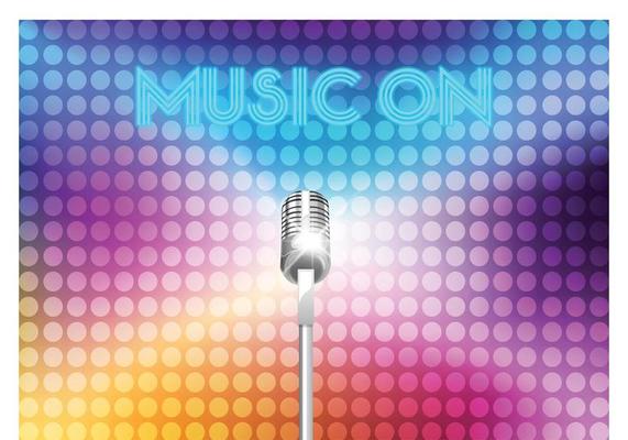 Free Vector Silver Microphone In Colorful Lights