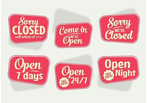 Retro Open Sign Vectors
