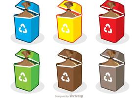 Colorful Trash Set Vector Pack