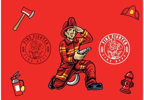 Fireman Isolated vector