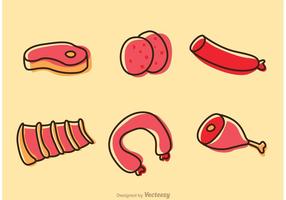 Cartoon Meats And Sausage Vectors Pack