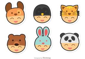 Kids With Animals Hats Vector Pack