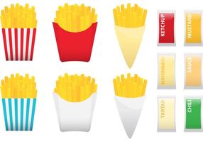 Papas fritas con condimentos vector