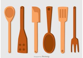 Cuchara de madera Iconos Vector Pack