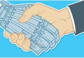 Vector Handshake Of Human Hand And Robot