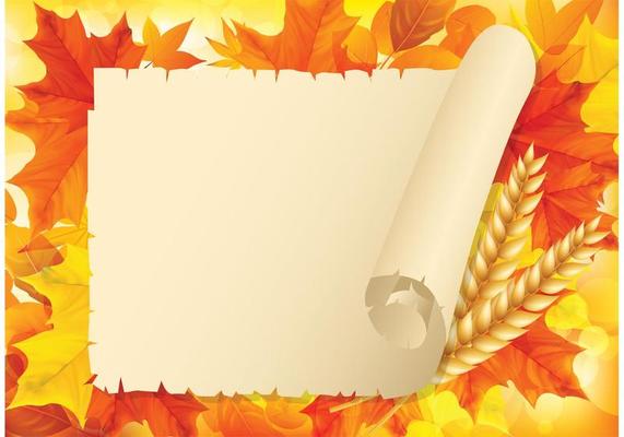Free Autumn Leaves With Old Paper Scroll Vector