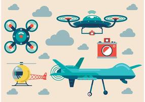 Airplane and Drone Vector Set 