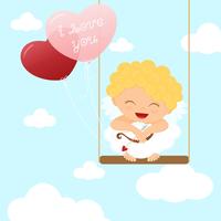 Free Vector Cute Cupid Kid On Swing