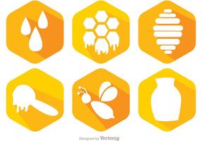 Bee And Honey Icons Vector